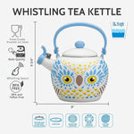 Load image into Gallery viewer, Whistling Tea Kettle for Stove Top Enamel on Steel Teakettle, Supreme Housewares Owl Design Teapot Water Kettle Cute Kitchen Accessories Teteras (2.1 Quart, Owl)