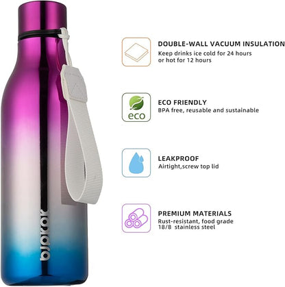 BJPKPK Insulated Water Bottles, 18 oz Stainless Steel Metal Water Bottle with Strap, BPA Free Leak Proof Jugs, Mugs, Flasks, Reusable Thermal Flasks for Sports & Travel, Wonderland