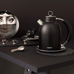 Load image into Gallery viewer, ASCOT Electric Kettle, Electric Tea Kettle Hot Water Kettle Stainless Steel Kettle 1.6L 1500W Retro Tea Heater &amp; Boiling Water, Auto Shut-Off and Boil-Dry Protection (Black)
