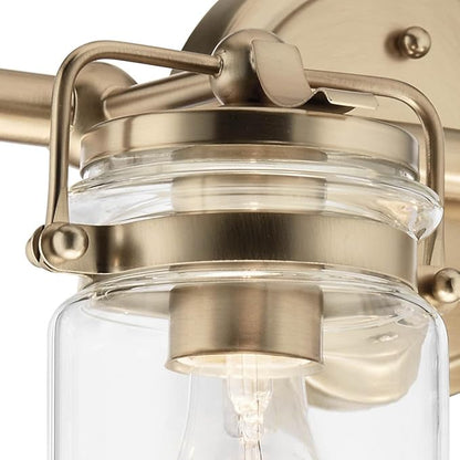 Kichler Brinley 2 Light Vanity Light in Champagne Bronze with Clear Glass for Bathroom and Powder Room, (15.75" W x 10.25" H),45688CPZ