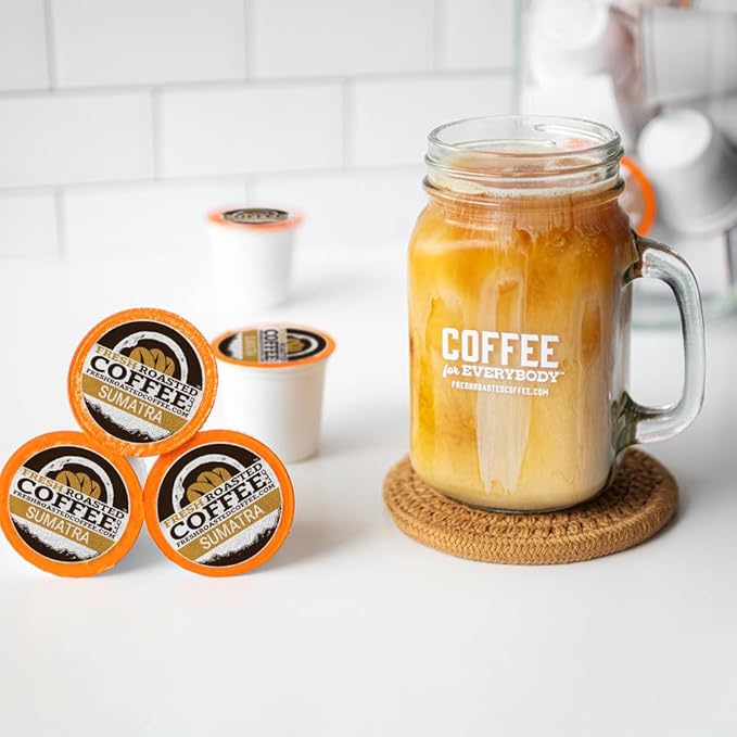 Fresh Roasted Coffee, Sumatra Mandheling |100% Single Origin | Medium Roast, 24 Pods for K Cup Brewers