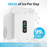 Load image into Gallery viewer, Aeitto Ice Makers Countertop, 26Lbs/24H, 9 Ice Cubes Release in 6 Mins, 2 Sizes of Bullet Ice Machine,Self-Cleaning Portable Ice Maker with Ice Scoop and Basket for Home Kitchen Office Bar RV, White