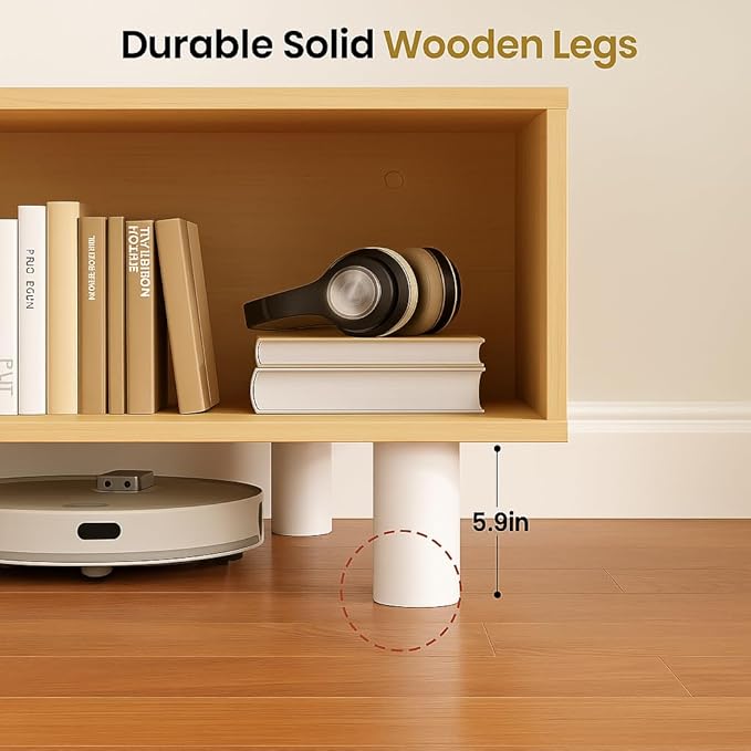 Boho 39.4" Coffee Table with Storage - Leaf-Shaped Wood Center Table, Retro Fluted Central Table with Sliding Door & Large Hidden Compartment, for Living Room Home Office, Oak