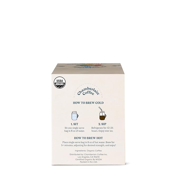 Chamberlain Coffee Variety Box Single Serve Bags - Includes 5 Blends, Original Family, Early Bird, Night Owl, Careless Cat and Social Dog Blends - 10 Single Serve Cold Brew Sachets