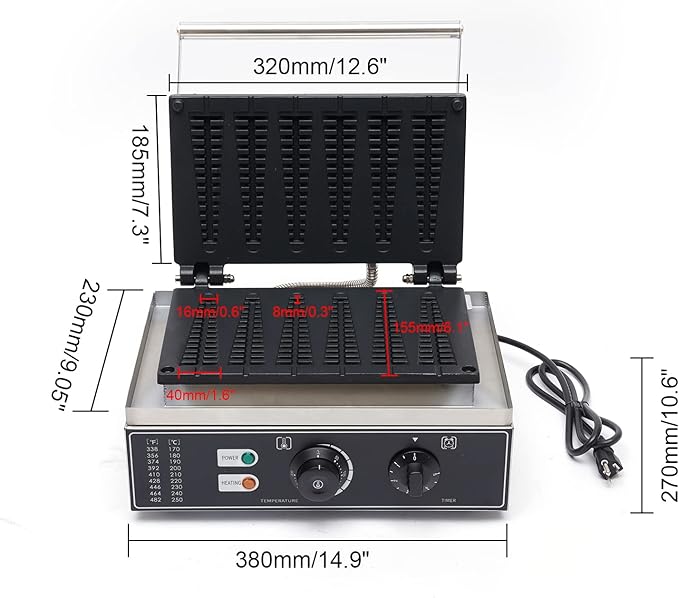 6PCS Electric Stick Waffle Pancake Maker,Non-stick Pancake Baker Machin,110v Rotated Muffin Maker Machine,Electric Muffin Maker Stainless Steel for Home Kitchen,control 50-300℃,1550w