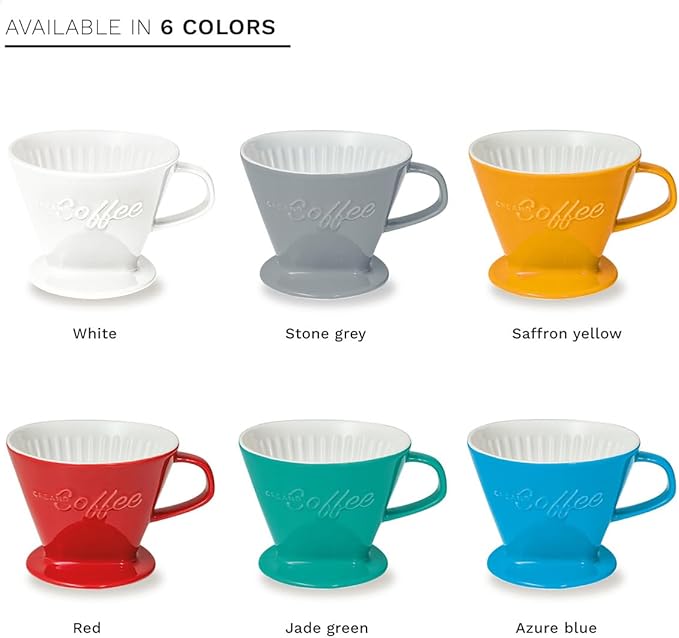 Creano XXL Porcelain Coffee Dripper Red - Ceramic Cone Brewer - Pour Over Coffee Maker - Filter Size 4 - huge and heavy quality 800gr/28oz - 6 Colours availeble