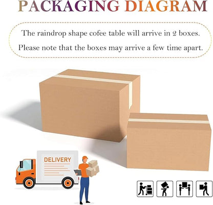 Cream Style Coffee Table with Spacious Smooth Tabletop & Stable Ellipsoidal Legs, Simple Stylish Center Table for Farmhouse Living Room (I-Black)