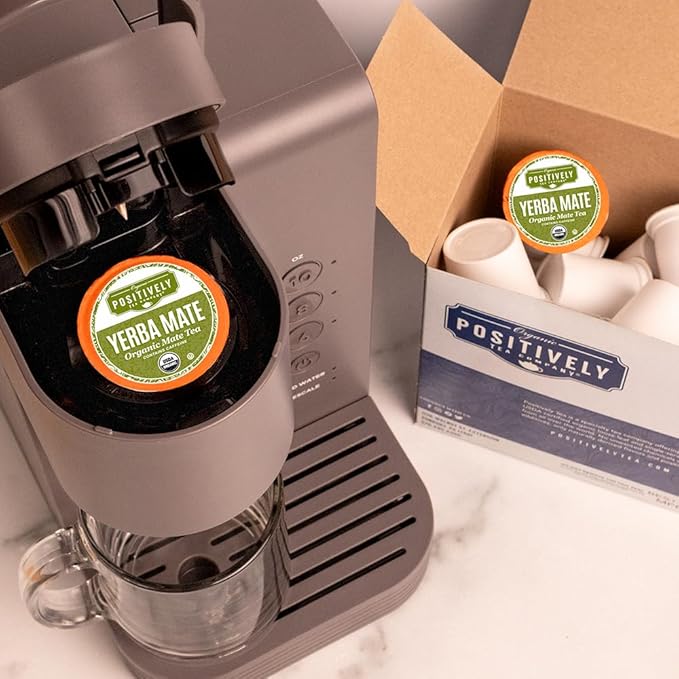 Organic Positively Tea Company, Yerba Mate Tea (Unsmoked), K-Cup Compatible, 24 Pods