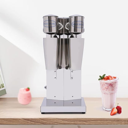 Electric Milkshake Maker Machine, 180W Double Head Milk Shake Mixer Machine with 28oz Stainless Steel Mixing Cup, Commercial Milkshake Blender & Drink Mixer for Home or Business