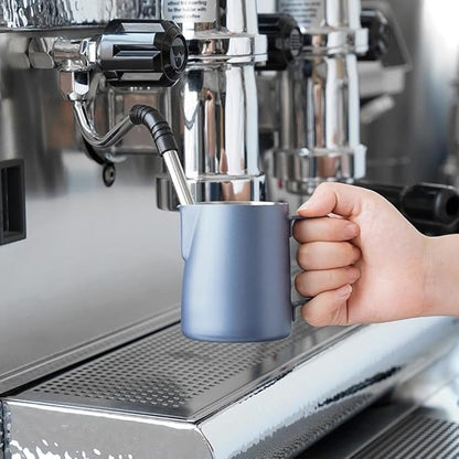 watchget Stainless Steel Milk Frothing Pitcher 12oz/350ml - Espresso Steaming Pitcher for Cappuccino, Latte Art, Coffee Machine Accessories Milk Jug Coffee Frother Cup, Blue