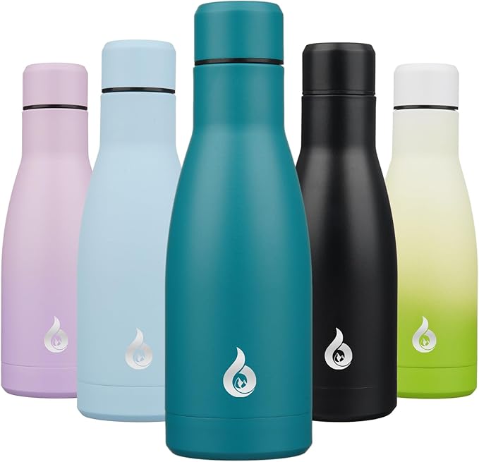 BJPKPK Insulated Water Bottle 12oz Small Stainless Steel Water Bottles Reusable Metal Thermal Keep Cold and Hot,Laguna