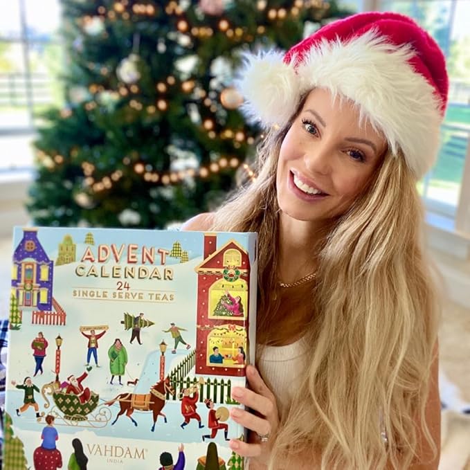 VAHDAM, Advent Calendar 2025 Tea Bags Limited Edition Holiday Gift Box - 24 Flavors, 5 Each | Christmas Advent Calendar 2025 for Adults | Advent Calendar 2025 Adult Women and Men