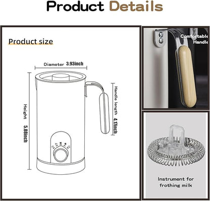 Milk frothing machine，Automatic milk frother，Electric for Hot & Cold Froth, Froth Or Heat Milk，Multifunctional milk frother，Automatic off & Easy Cleaning, Silent Operation (White)