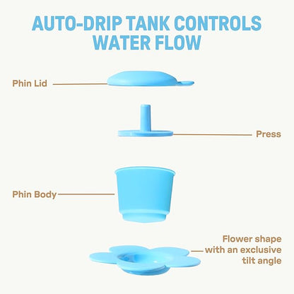 [Holiday Gift] Vietnamese Phin Filter, Plastic Reusable Pour Over Coffee Dripper, Single Cup Coffee Filter with Flower Design for Manual Brewing, Gift for Christmas Thankgiving (Blue)