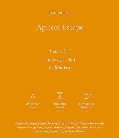 Art of Tea | Apricot Escape - Caffeine Free | 50 Eco Friendly Pyramid Tea Bag Sachets