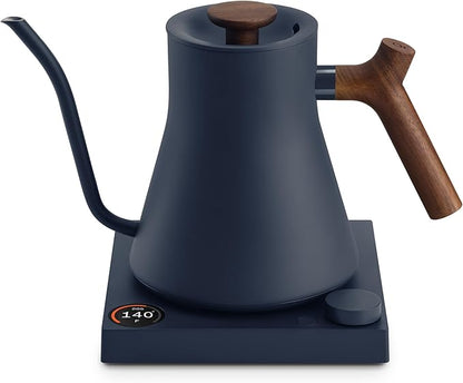 Fellow Stagg EKG Pro Electric Gooseneck Kettle - Pour-Over Coffee and Tea, Quick Heating, Precise Temperature Control, Scheduling, Built-in Brew Timer, Stone Blue with Walnut Wood Handle, 0.9 Liter