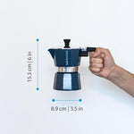 Load image into Gallery viewer, GROSCHE Milano Stovetop Espresso Maker Moka Pot 3 espresso Cup - 5 oz, Blue -Moka Espresso Coffee Maker Stove top coffee maker Moka Italian espresso greca coffee maker brewer percolator