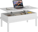 Load image into Gallery viewer, Shintenchi Coffee Table, Lift Top Coffee Table with Hidden Compartment, Rising Tabletop Dining Table, Lift Top Coffee Center Table for for Living Room, Office, Home (White)