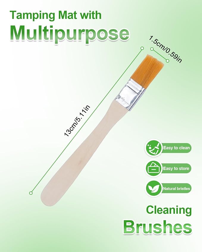 Upgraded Silicone Tamping Mat & Coffee Brush, Durable Tamper Mat Counter Pad, Espresso Machines Acceessories for Home Baristas, Espresso Tamping Station - Black