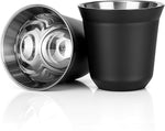 Load image into Gallery viewer, RECAPS 80ml Stainless Steel Espresso Cups Set - 2 Pack Double Wall 304 Stainless Steel Demitasse Cups 2.7oz,Black (Small Cup)