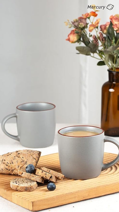 famiware Mercury Coffee Mugs 13 oz, Coffee Mugs Set of 6 with Handle, Cups for Latte, Hot Tea, Cappuccino, Mocha, Cocoa, Dark Grey