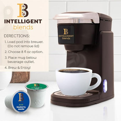 Intelligent Blends Flavored Coffee Pods Variety Pack, 80 ct, 6 Assorted Flavors, Recyclable Single Serve Pods – 100% Arabica Coffee, Compatible with Keurig K Cups Maker