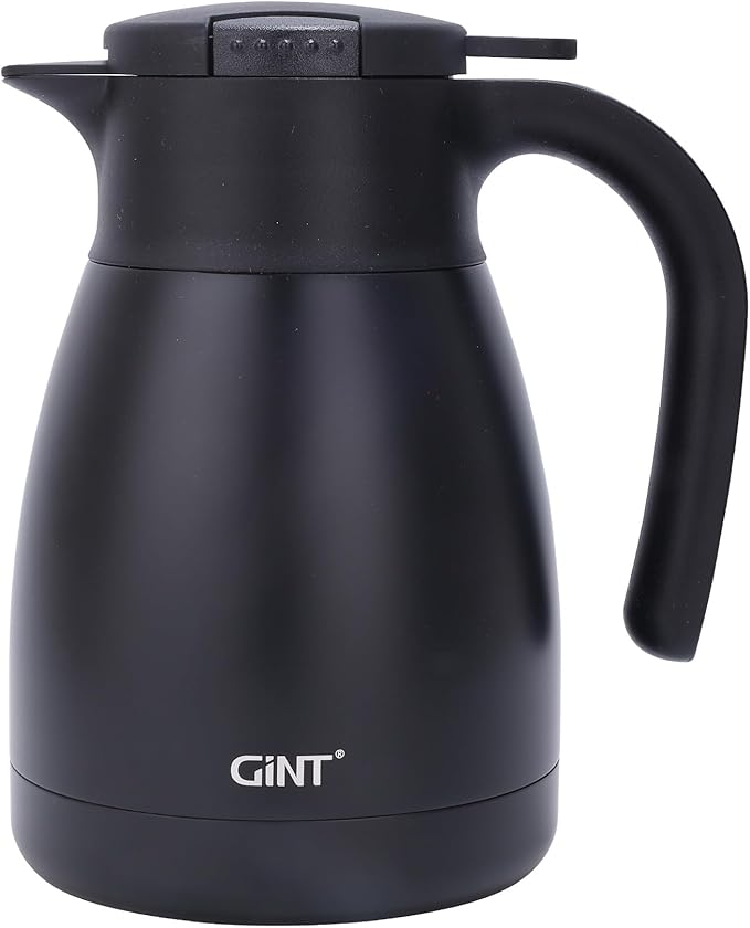 GiNT 1L / 34Oz Thermal Coffee Carafe, Insulated Stainless Steel Coffee Carafes for Keeping Hot/Double Walled Vacuum Thermal Carafe (Black)