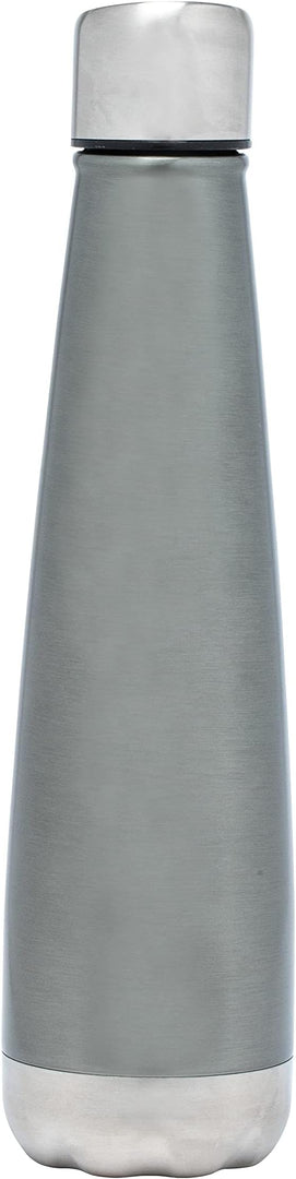 Insulated Water Bottle - On-The-Go Refillable Stainless Steel Water Bottles For Adults, Reusable Thermos Travel Tumbler With Leak-proof Lid For Hot & Cold Beverages (17 Oz. Silver Shadow)
