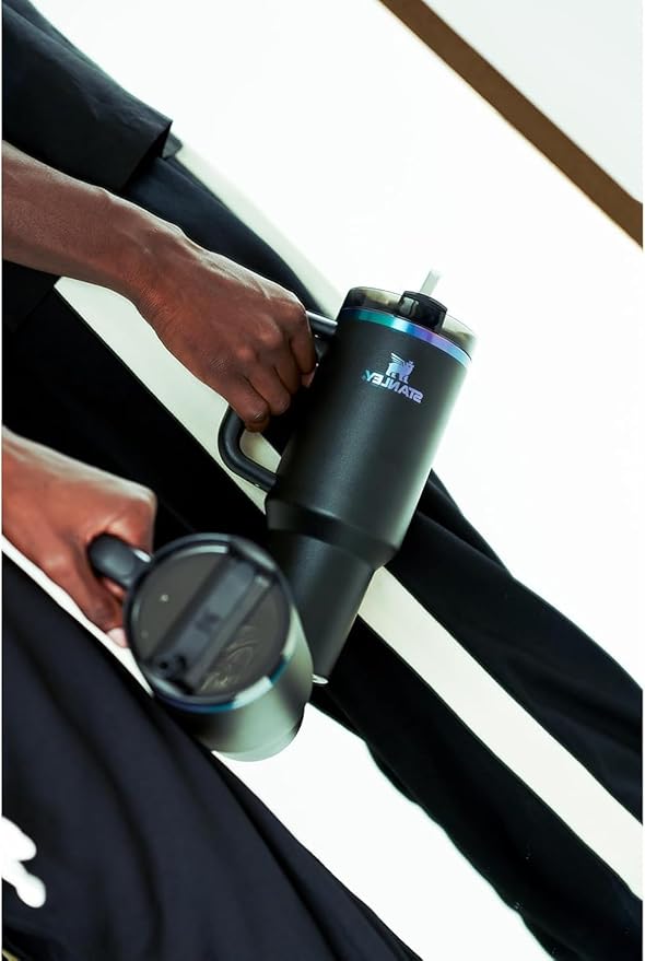 Stanley Quencher H2.0 Tumbler with Handle and Straw 40 oz | Flowstate 3-Position Lid | Cup Holder Compatible for Travel | Insulated Stainless Steel Cup | BPA-Free | Black Chroma