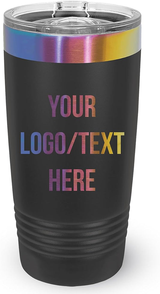 Stainless Steel Tumbler Personalized-Custom Engraved (Charcoal-Aurora, 1 Count (Pack of One))