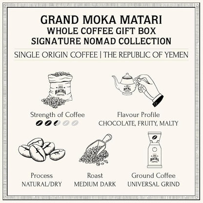 Bacha Coffee | Grand Moka Matari Single Origin Signature Nomad Collection, 100% Arabica Specialty Coffee, Whole Beans, Medium Dark Roast, 250g