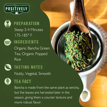 Organic Positively Tea Company, Genmaicha, Green Tea, Loose Leaf, 16 Ounce