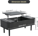 Load image into Gallery viewer, Coffee Table Lift Top, Fluted Coffee Table with Storage, Black Coffee Tables for Living Room, Modern Center Table with Metal Legs