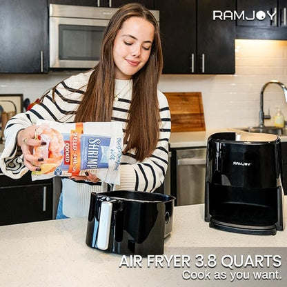 Air Fryer 3.8 Quarts for 1-2 people, 8-in-1 Functions, Air Fry, Roast, Bake, Broil, Preheat, Shake, Digital Small Air Fryer, Nonstick Dishwasher-Safe Basket, Compact Air Fryers, Black