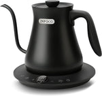 Load image into Gallery viewer, 0.8L Gooseneck Electric Kettle, Precise Temperature Control for Pour Over Coffee &amp; Tea, 1200W Fast Boiling Water, Auto Shut Off, Scheduling, Stainless Steel, Black