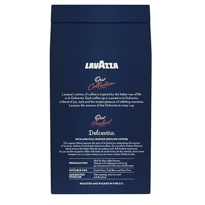 Lavazza Classico Ground Coffee Blend, Medium Roast, Authentic Italian, Blended And Roasted in Italy, Non GMO, Value Pack, A Full bodied with rich flavor and notes of dried fruit, 20 Ounce