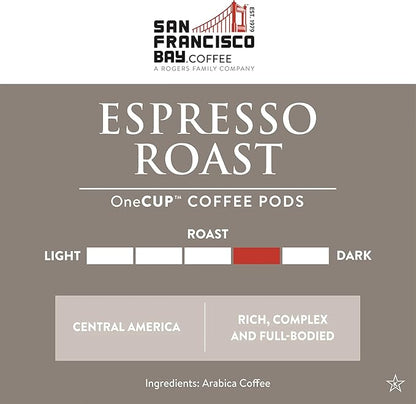 San Francisco Bay Compostable Coffee Pods - Espresso Roast (36 Ct) K Cup Compatible including Keurig 2.0, Dark Roast