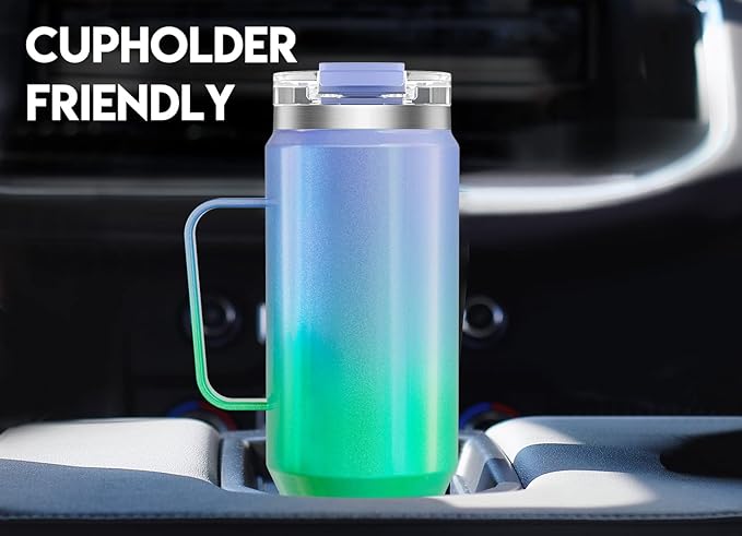 Meoky 40oz Tumbler with Handle, Stainless Steel Travel Mug with 2-in-1 Straw and Sip Lid, Vacuum Insulated Coffee Mug, 100% Leak Proof, Keeps Cold for 34 Hours or Hot for 10 Hours (Fairyland)