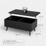 Load image into Gallery viewer, Lift Top Coffee Table with Storage Shelf &amp; Hidden Compartment, Mid Century Modern Fluted Rectangle Dining Table for Living Room, Home Office,Black