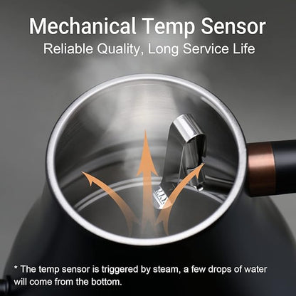 Mecity Electric Kettle Gooseneck Water Kettle Stainless Steel Tea Kettle Water Boiler Fast Heating, Auto Shut Off, 27 fl oz, 1000W, Matte Black