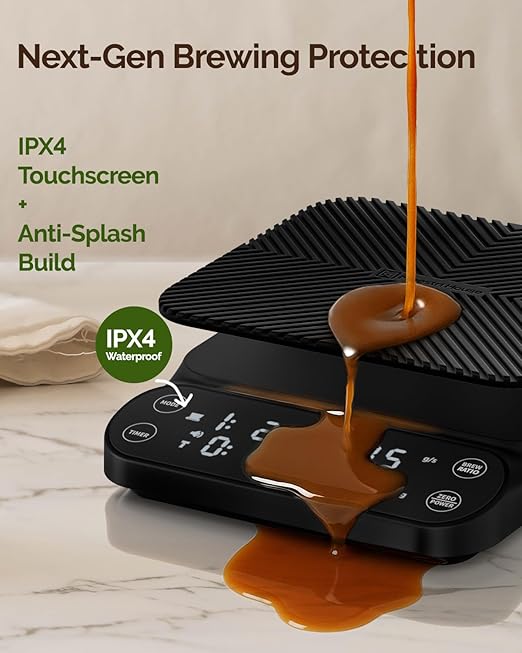 Maestri House S3 Coffee Scale with Timer, 3kg/0.1g Rechargeable Digital Scale, 3 Brew Modes, Adjustable Ratios & Flow Rate Display, Barista-Grade for Pour-Over, Espresso, French Press – Black