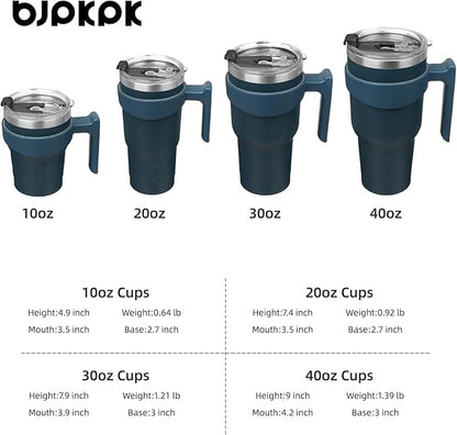 BJPKPK Tumbler With Handle 10oz Stainless Steel Insulated Tumbler Mugs With Lid And Straw For Women And Men,Navy Blue