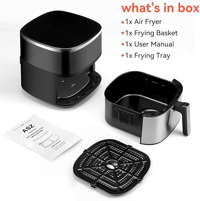 ASZ Digital Air Fryer 6qt with Window Up - 6 QT Big Airfryer 6-in-1 Presets Preheat Airfry Reheat Bake Roist Broil 400°F Airfrier 85% Oil Less,Nonstick Dishwasher-Safe Parts, Automatic Shutoff