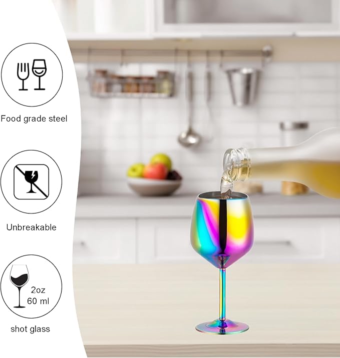 Shot Glasses, 2 Oz Shot Glass Set, Stainless Steel Shot Glasses, Mini Wine Glass Perfect For Tasting Brandy,Suitable For Family Dinner Party, Party Supplies, Bar Tools, Gifts(Set Of 2)