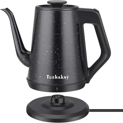 Gooseneck Electric Kettle 1.0L, 1000W Quick Heat-Up In 3 Min, 100% Stainless Steel Tea Kettle, Pour Over Coffee Kettles For Office/Travel/Kitchen, Auto Shut-Off Protection, Black Star Design, BPA-Free