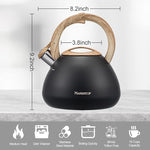 Load image into Gallery viewer, MARSKITOP Tea Kettle for Stove Top, Whistling Kettle Teapot for Stovetop, Food Grade Stainess Steel Teakettle with Cool Touch Ergonomic Handle, 2.6 Quart, Black