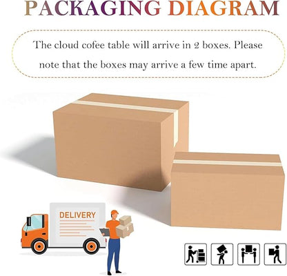 Asymmetric Black Coffee Table with 3 Stable Ellipsoid Leg, Modern Stylish Cloud Center Table - Cafe Books Laptop Snacks and Decor (D-47.24in)