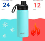 Load image into Gallery viewer, DRINCO Stainless Steel Water Bottle Spout Lid Vacuum Insulated Double Wall Water Bottle Wide Mouth (40oz 32oz 22oz 18oz 14oz) Leak Proof Keeps Cold or Hot (18 oz, 18oz Teal)