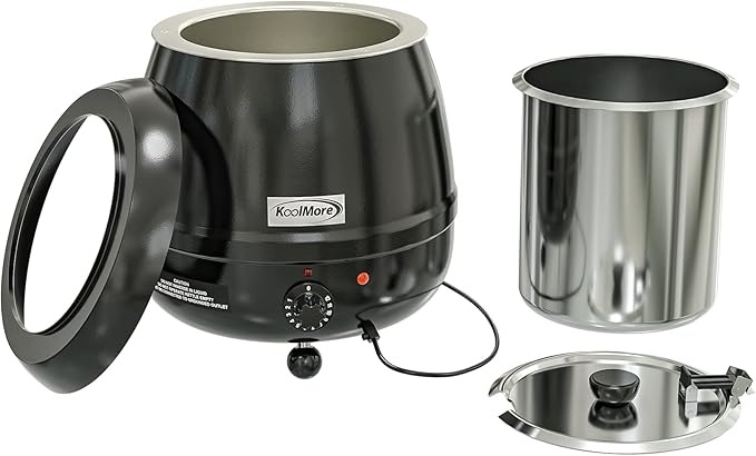 KoolMore Commercial Soup Kettle Warmer with Hinged Lid and Removable Pot Insert for Buffet, Restaurant, Party, Event, and Catering, Large 2.5 Gallon, Electric [Black] (SK-BK-3G)