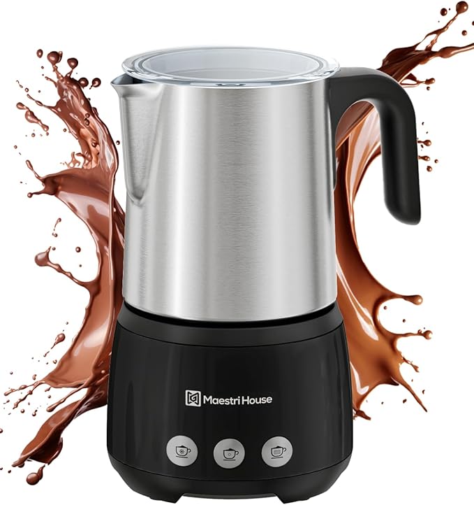 Maestri House Milk Frother, 4-in-1 Electric Milk Steamer and Frother, 16.9OZ 600W Smart Touch Control Hot and Cold Foam Maker, Memory Function for Latte, Cappuccinos, Warm Milk, Hot Chocolate Milk